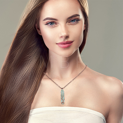 1Pc Natural Green Aventurine Bullet Macrame Pouch Pendant Alloy Chain Necklaces NJEW-PA0001-01A-1