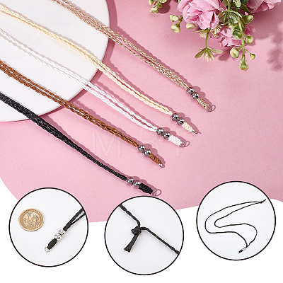 10Pcs 5 Colors Waxed Polyester Cord Adjustable Necklaces Making AJEW-SC0004-32-1
