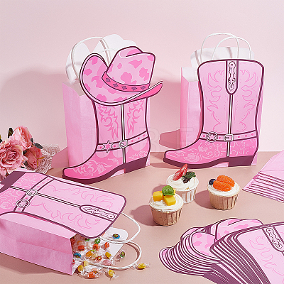 12Pcs 2 Styles Cowboy Boot Shape Paper Gift Tote Bags Kits ABAG-WH0083-013A-1