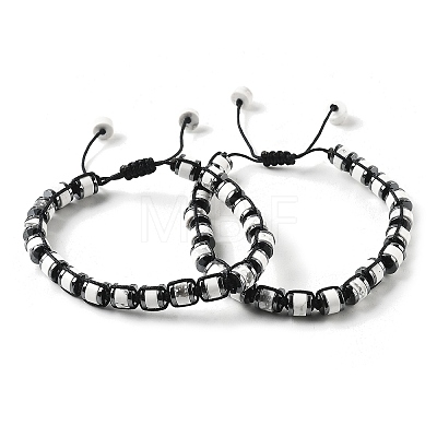 Adjustable Natural Howlite and Non-magnetic Synthetic Hematite Braided Bead Bracelets BJEW-Z090-01O-1