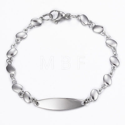 304 Stainless Steel ID Bracelets BJEW-H520-16P-1