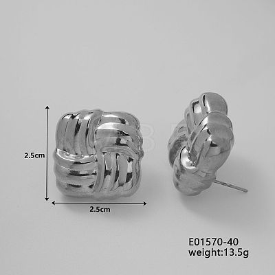 Fashionable Stainless Steel Square Twisted Stud Earrings for Women LN2724-2-1