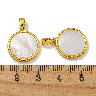 Rack Plating Brass Pave Natural White Shell Pendants KK-U025-05G-02-1