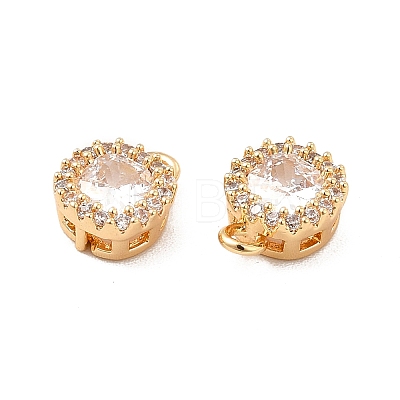 Brass Clear Cubic Zirconia Charms ZIRC-P104-04G-1