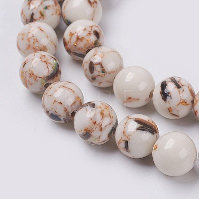 Sea Shell and Synthetic Turquoise Assembled Beads Strands G-G758-08-10mm-1