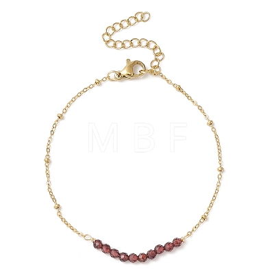 4Pcs 4 Style Natural Mixed Gemstone Beaded Link Braclet with Satellite Chains BJEW-JB09496-02-1