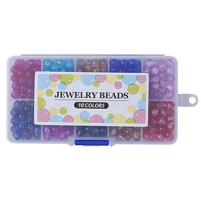 Round Transparent Crackle Glass Beads CCG-X0008-01-10mm-1