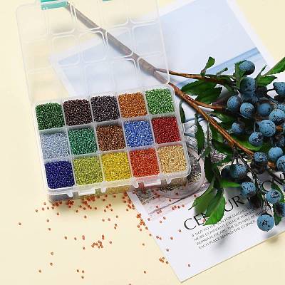 375G 15 Colors 12/0 Grade A Round Glass Seed Beads SEED-JP0011-15-2mm-1