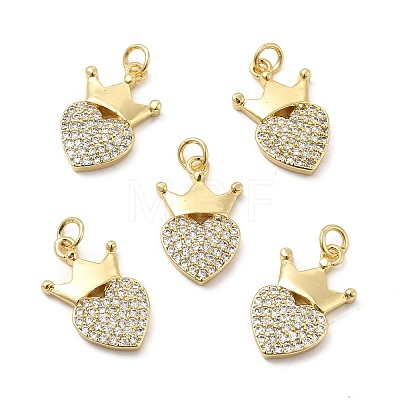 Brass Micro Pave Clear Cubic Zirconia Pendants KK-E068-VB099-1