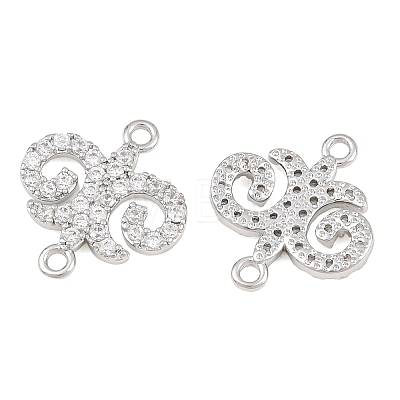 Brass Micro Pave Clear Cubic Zirconia Connector Charms CU-CBA7BFE-03A-P-1