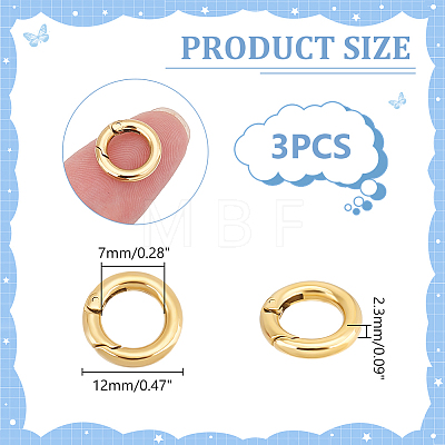 3Pcs Ion Plating(IP) 304 Stainless Steel Spring Gate Rings STAS-UN0059-42-1