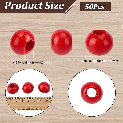 50Pcs Spray Painted Wood European Beads WOOD-PA0001-82-1