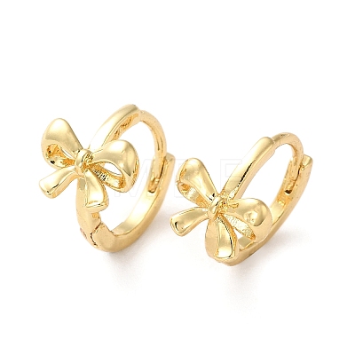 Brass Bowknot Hoop Earrings for Women ZIRC-Q201-15G-1