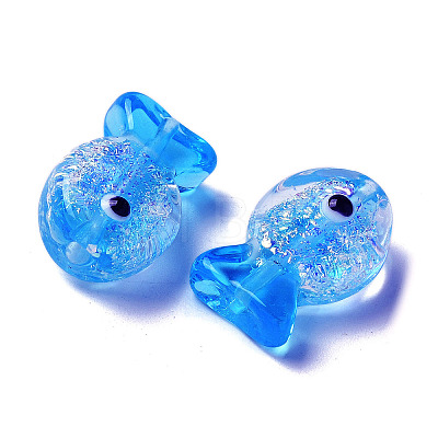 Handmade Foil Lampwork Fish Beads FOIL-Z001-01D-1