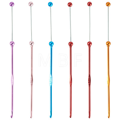 6Pcs 5 Colors DIY Alloy Beadable Crochet Hooks AJEW-TA0003-51-1
