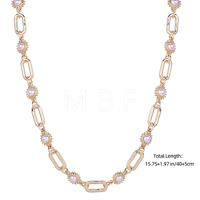Imitation Pearl Sun & Oval Link Chain Necklaces JN1131A-1