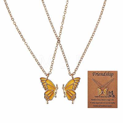 2Pcs Matching Butterfly Pendant Necklaces Set JN1033E-1-1