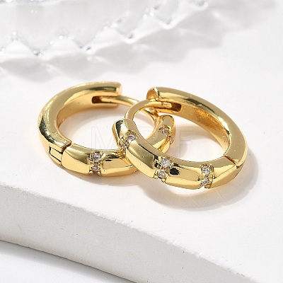 Sparkling Cubic Zirconia Huggie Hoop Earrings for Girl Women EJEW-H126-15G-1