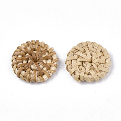 Handmade Reed Cane/Rattan Woven Beads X-WOVE-T006-130B-1