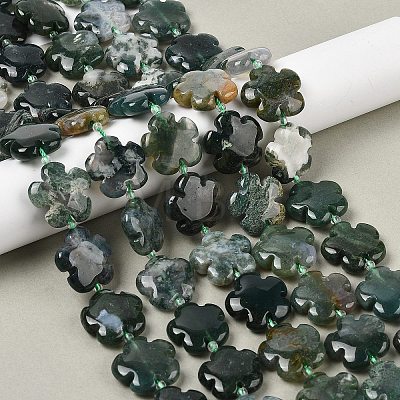 Natural Moss Agate Beads Strands G-NH0009-A01-01-1