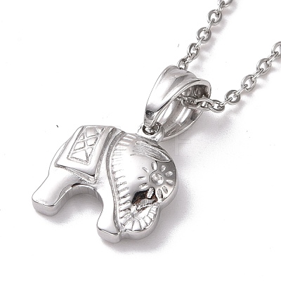 304 Stainless Steel Elephant Pendant Necklace for Women STAS-E154-22P-1