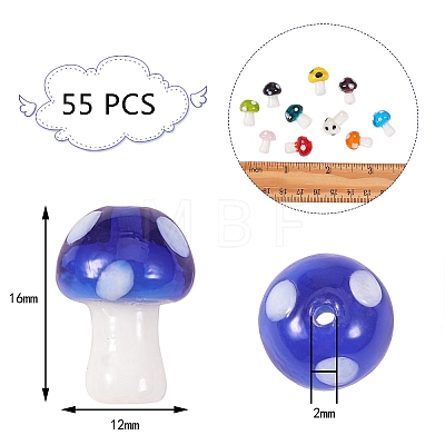 55Pcs 11 Style Mushroom Handmade Lampwork Beads LAMP-SZ0001-14-1