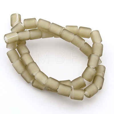 Handmade Frosted Lampwork Column Beads Strands X-LAMP-L006-09-1