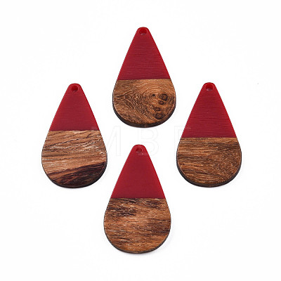 Opaque Resin & Walnut Wood Pendants RESI-N025-030-B04-1