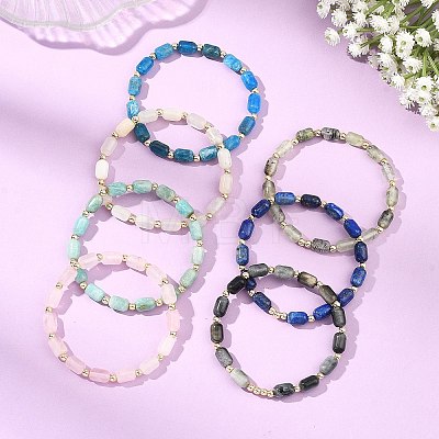 Natural Gemstone & Synthetic Non-magnetic Hematite Beaded Stretch Bracelets for Women Men BJEW-JB13827-1