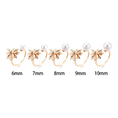 Flower Brass Micro Pave Clear Cubic Zirconia Cuff Ring Settings KK-T076-68G-1