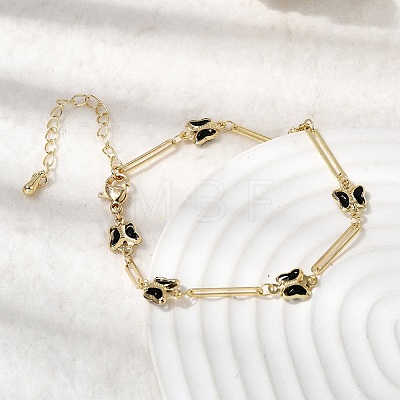 Brass with Cubic Zirconia Link Bracelest for Women BJEW-K298-03G-1