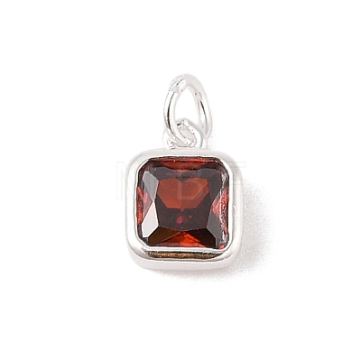 925 Sterling Silver Pave Cubic Zirconia Square Charms with Jump Rings and 925 Stamp STER-D288-05S-04-1