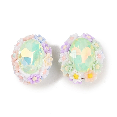 Handmade Luminous Polymer Clay Glass Rhinestone Beads CLAY-H003-05D-1