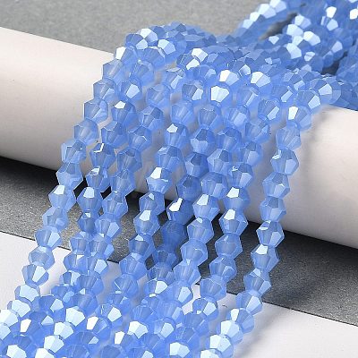 Imitation Jade Electroplate Glass Beads Strands GLAA-F029-J4mm-C04-1