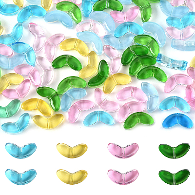 200Pcs Spray Painted Transparent Glass Beads GLAA-FS0002-54A-1