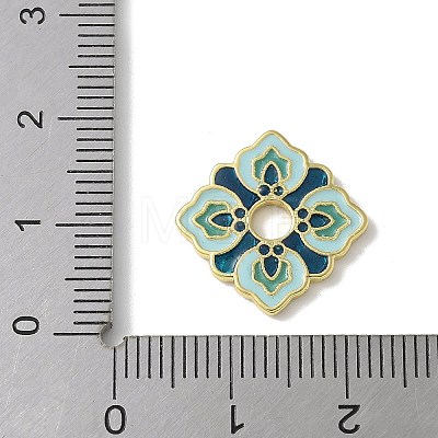 Flower Brass Enamel Beads KK-P290-11G-02-1