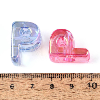 UV Plating Transparent Acrylic European Beads OACR-M027-02P-1