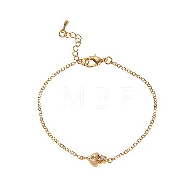 Brass Micro Pave Clear Cubic Zirconia Link Bracelets WGAB5A1-05-1