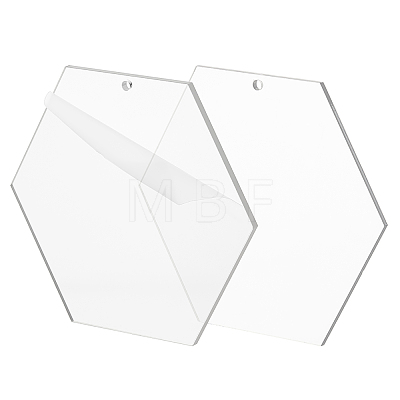 BENECREAT Hexagon Transparent Acrylic Big Pendants TACR-BC0001-11-1