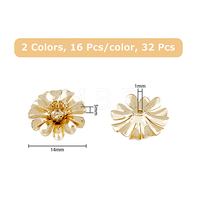 32Pcs 2 Colors Brass Bead Caps KK-FH0005-29-1