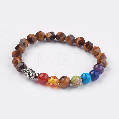 Natural Tiger Eye Stretch Bracelets BJEW-JB03951-01-1