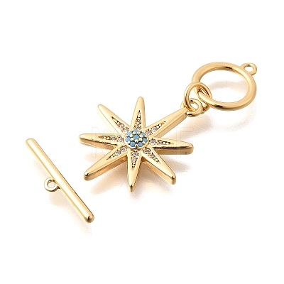 Brass Pave Cubic Zirconia Toggle Clasps KK-N289-09G-1