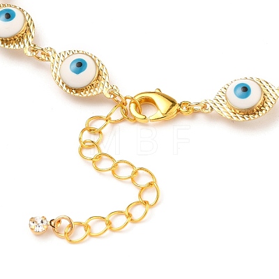 Brass Enamel Evil Eye Link Chains Anklets AJEW-AN00314-1
