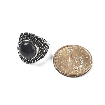 Natural Obsidian Adjustable Rings RJEW-I108-03AS-12-1