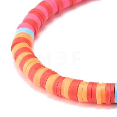 Handmade Polymer Clay Heishi Beaded Stretch Bracelet BJEW-JB07605-1