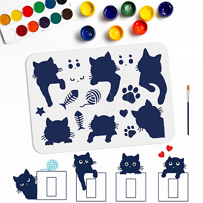 1Pc PET Hollow Out Drawing Painting Stencils DIY-MA0002-32E-1