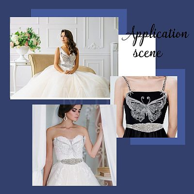 Gorgecraft 1Pc 3D Butterfly Polyester Computerized Embroidery Appliques for Wedding Dress DIY-GF0006-64-1