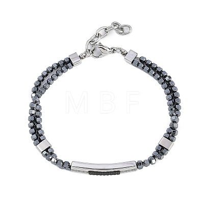 Synthetic Non-magnetic Hematite Beaded Bracelets BJEW-S156-05P-D-1