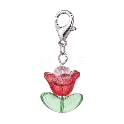 Lily of the Valley Glass Pendant Decorations HJEW-JM01502-1