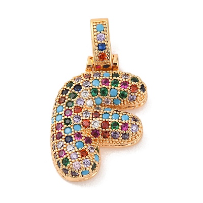 Brass Micro Pave Cubic Zirconia Pendants KK-C076-29F-G02-1